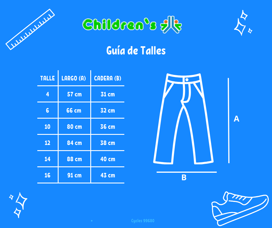 Guia de talles Pantalon de Corderoy Clasico Bordado