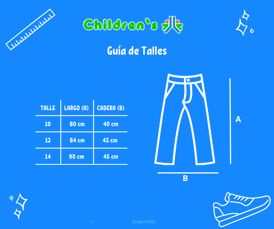 Guia de talles Pantalon de Corderoy con Bolsillo Cargo Bordado