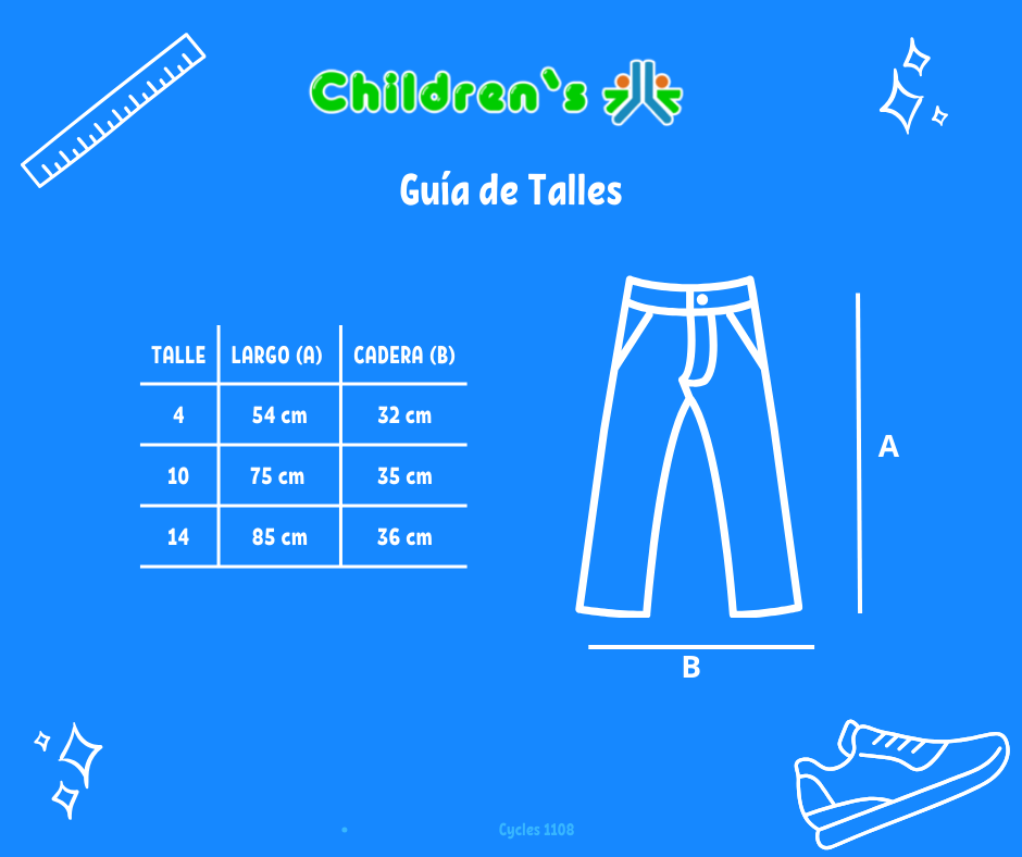 Guia de talles Pantalon de Corderoy con Canutillo y Lentejuelas