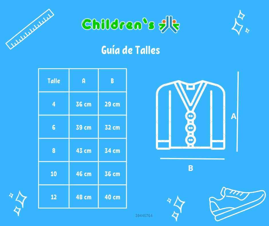 Guia de talles Saquito de Cashmilon Cruzado con lazo, Calado y Bordado