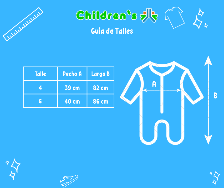 Guia de talles Enterito Polar Estampado Escoces con Pies de Cuerina