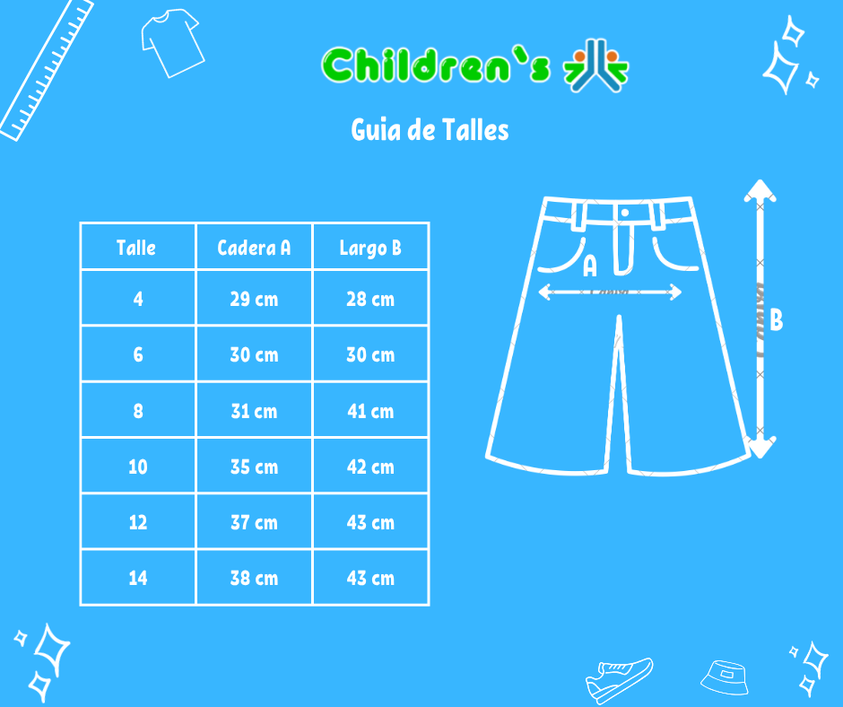 Guia de talles Bermuda de Jean Estampado