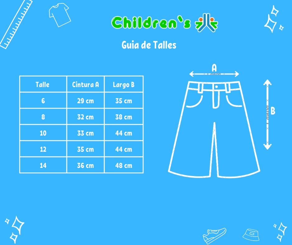 Guia de talles Bermuda de Jean Estampado