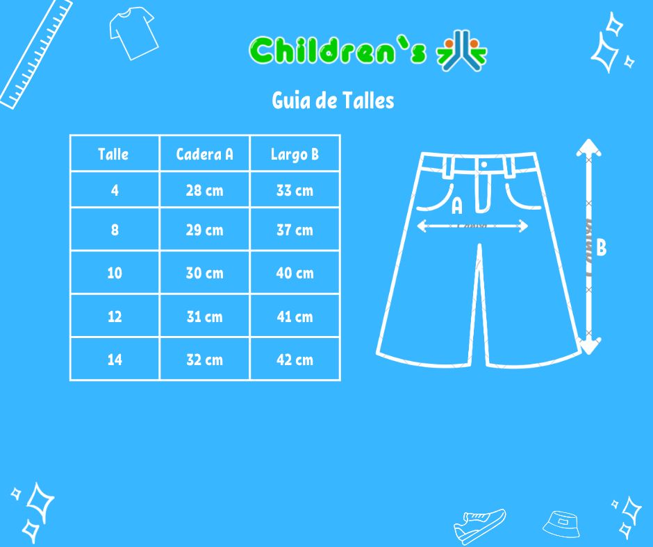 Guia de talles Bermuda de Jean Bordado