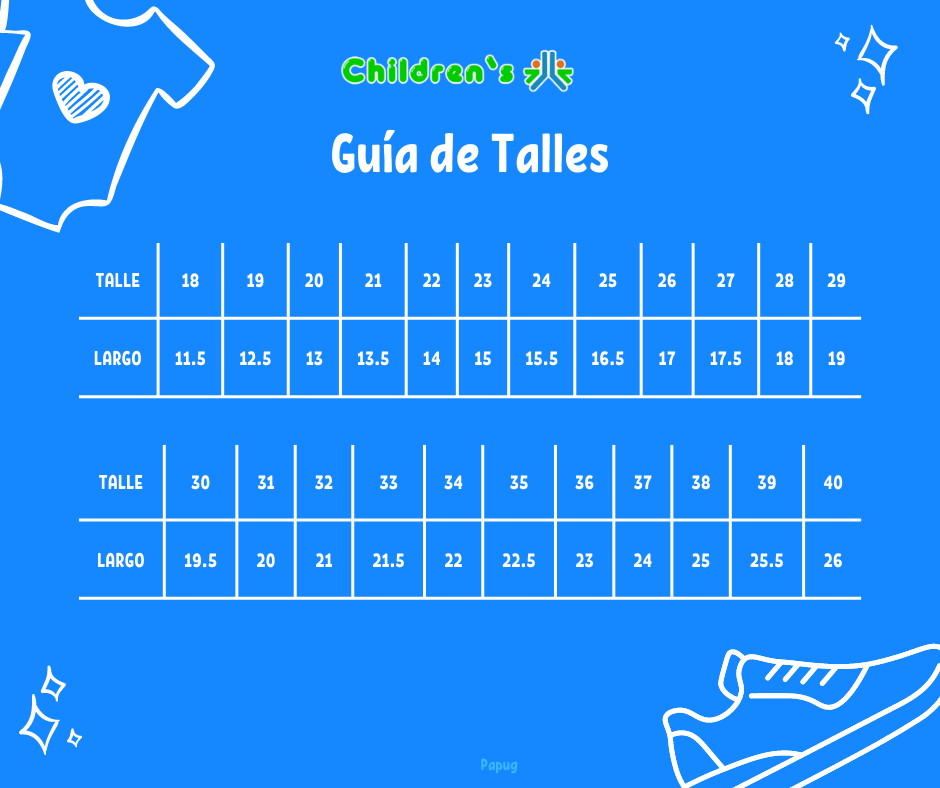 Guia de talles Balerina Glitter Plata