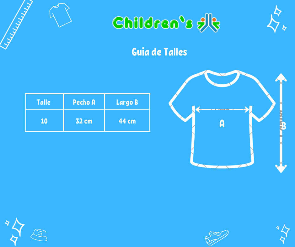 Guia de talles Remera Manga Corta con Espejitos