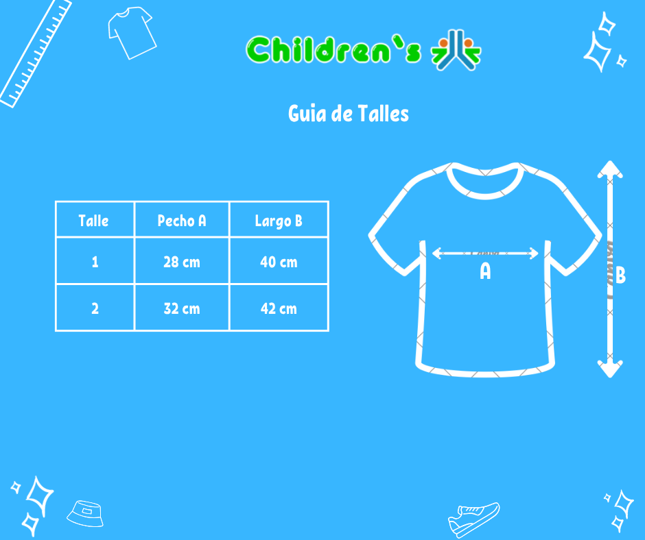 Guia de talles Remera Manga Corta Estampado Flores y Vaquita de San Antonio