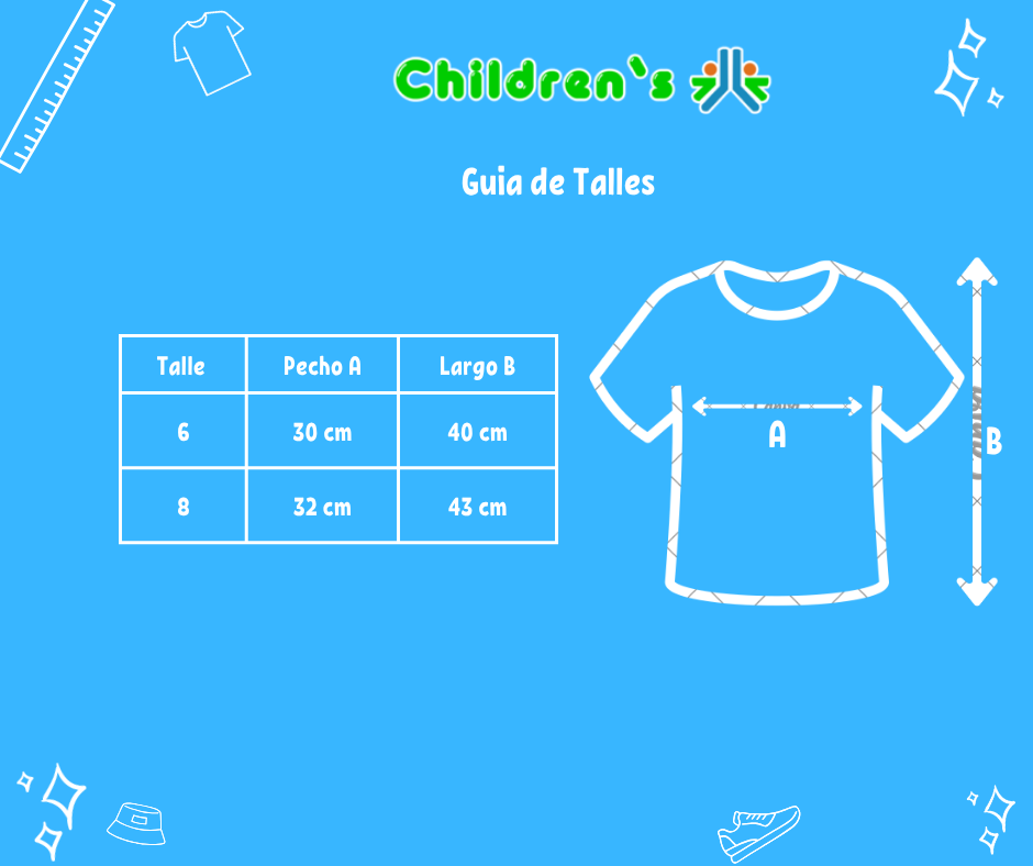 Guia de talles Remera Manga Corta Estampado Corazones