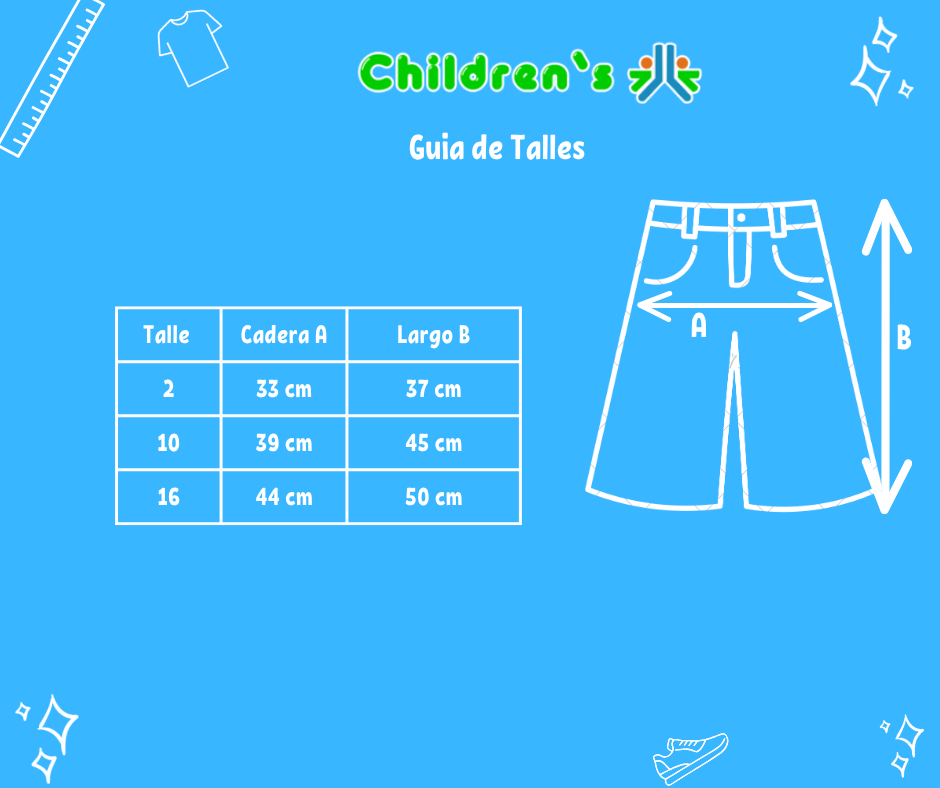 Guia de talles Bermuda de Gabardina con Bolsillos Tipo Cargo