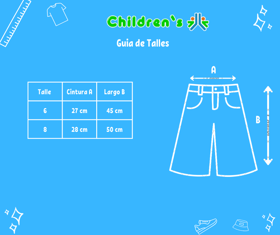 Guia de talles Bermuda de Gabardina con Bolsillos Tipo Cargo con Cierre