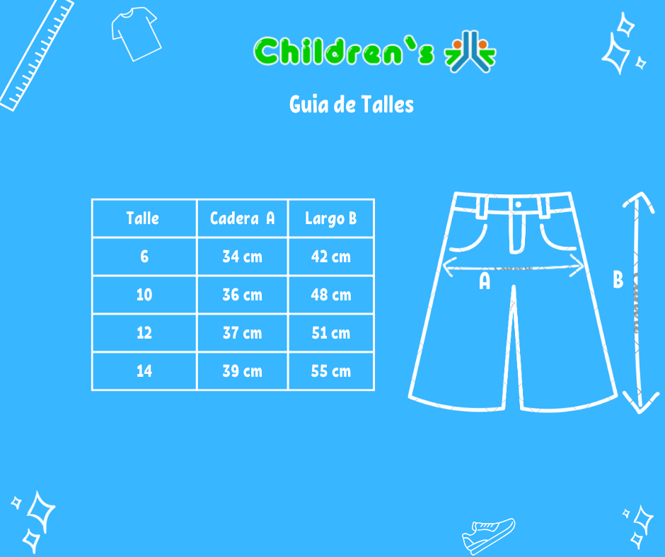 Guia de talles Bermuda de Gabardina Spandex