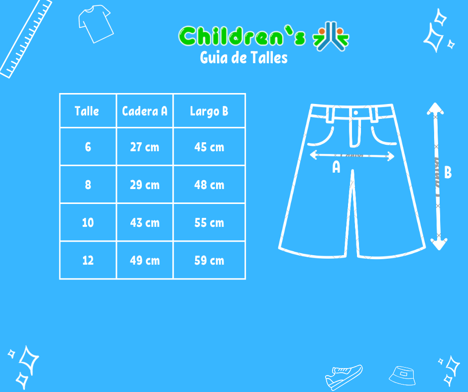 Guia de talles Bermuda de Gabardina Semi Elastizada con Bolsillo Cargo