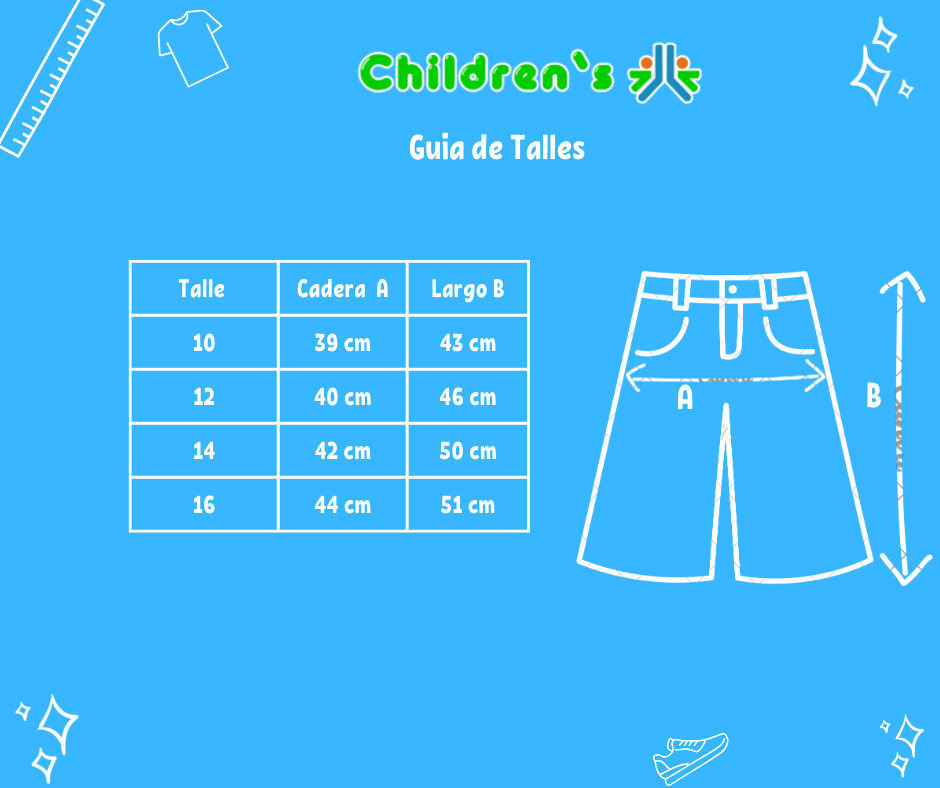 Guia de talles Bermuda de Gabardina con Bolsillo Cargo