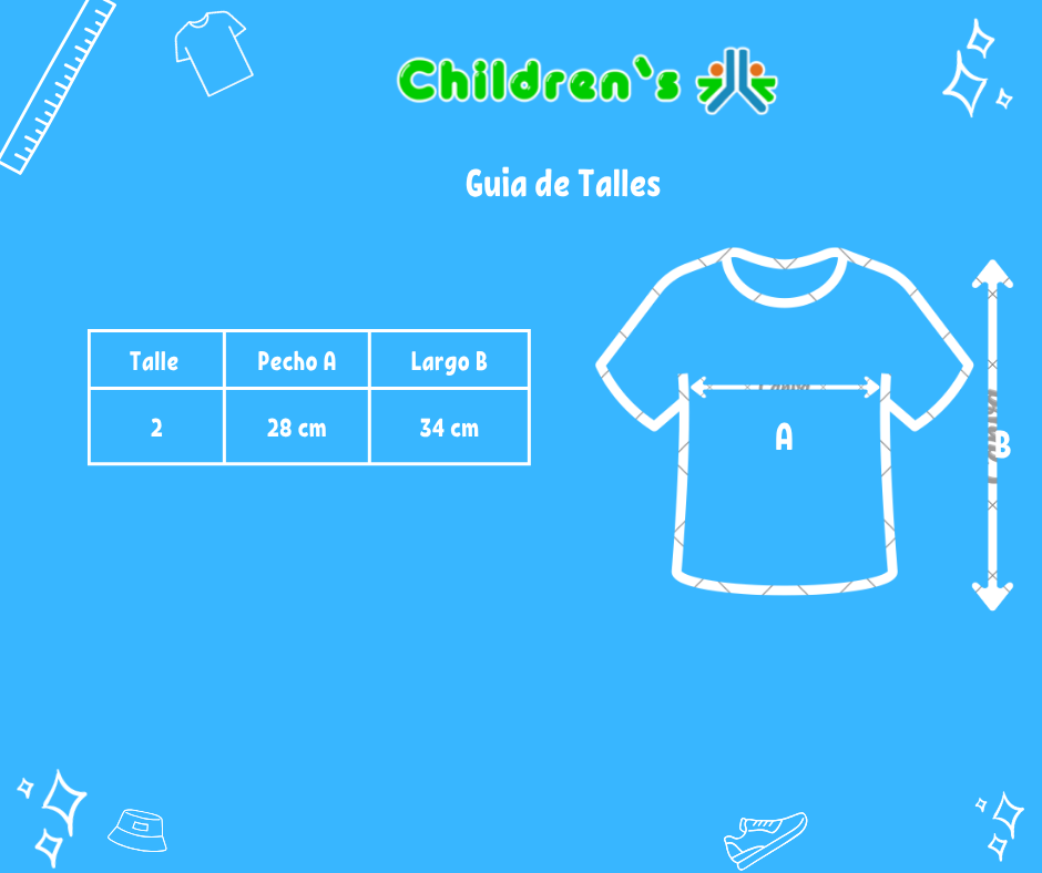 Guia de talles Remera Manga Corta Estampado Palmeras con Brillo