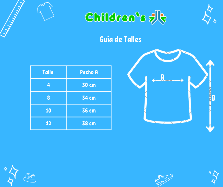 Guia de talles Remera Manga Corta Estampado Nena