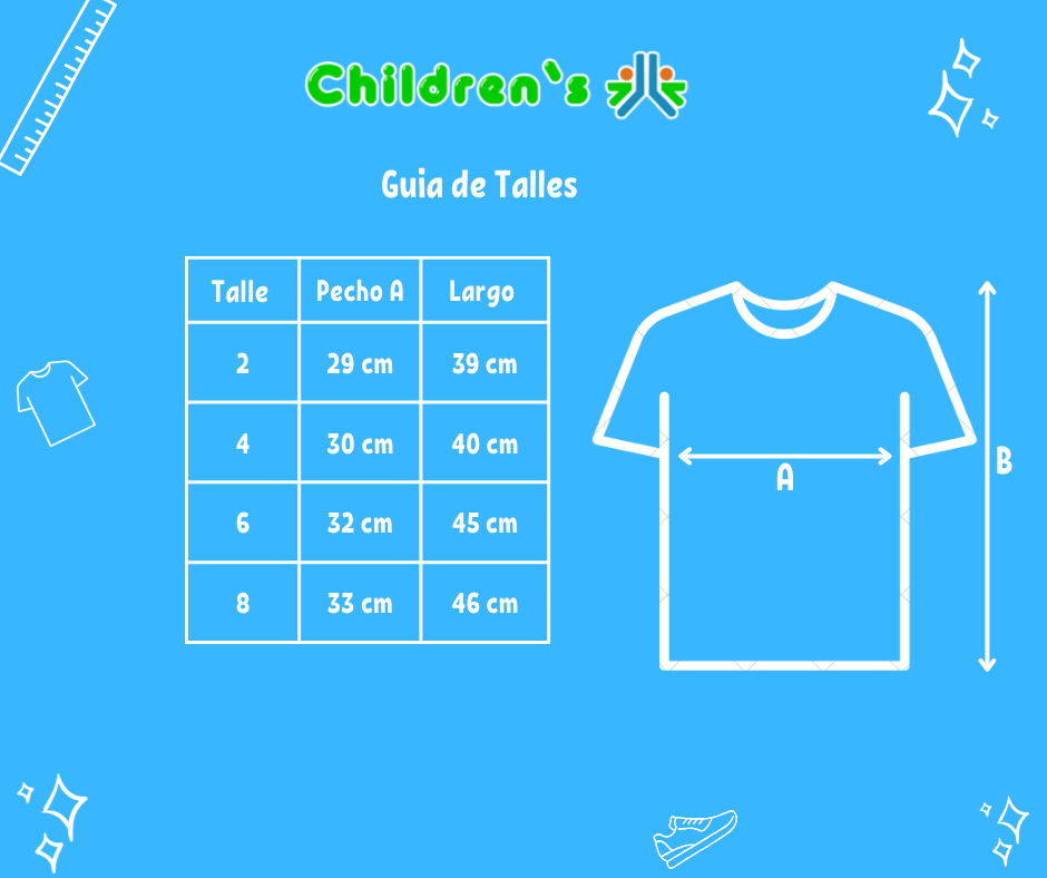 Guia de talles Remera Manga Corta Corazon Bordado