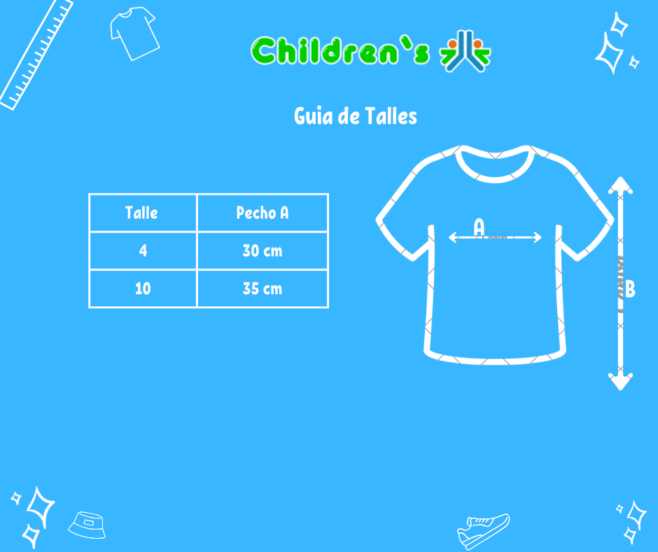 Guia de talles Remera Nena Paradise Viscosa M/C