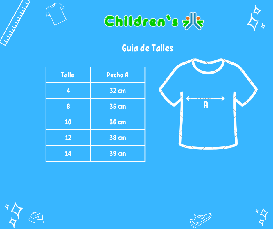 Guia de talles Remera Nena Flor Tachas M/C