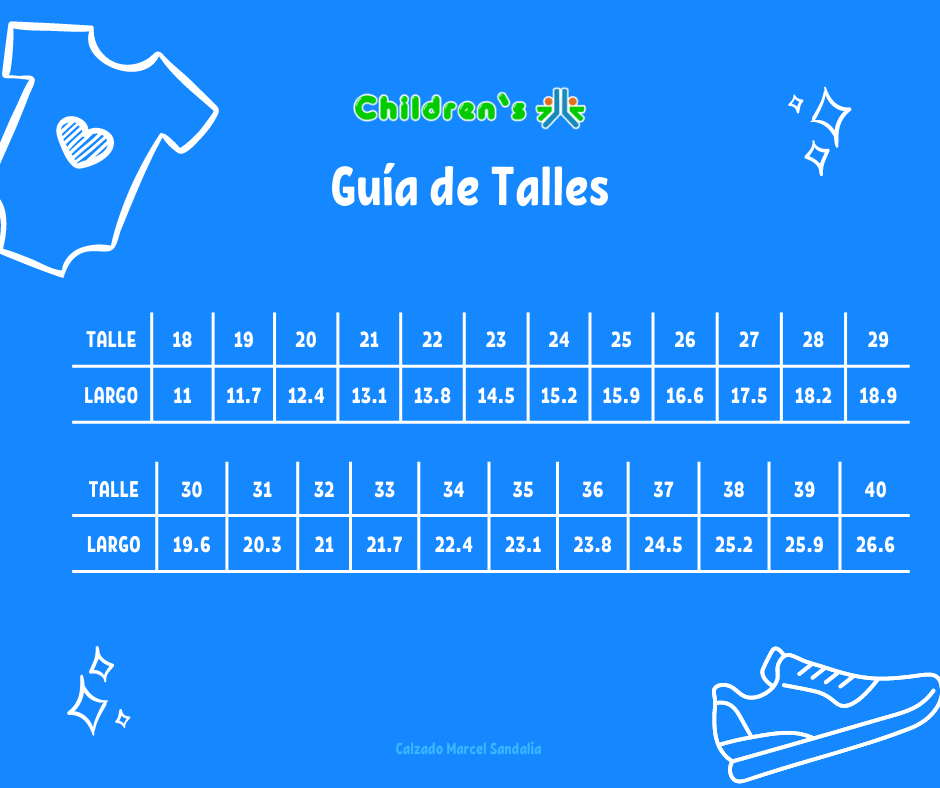 Guia de talles Sandalias de Cuero con Trenza y Velcro