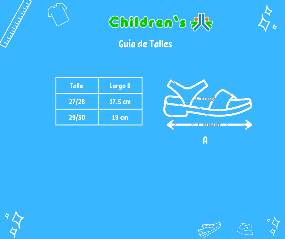 Guia de talles Sandalia de Goma con Doble Velcro