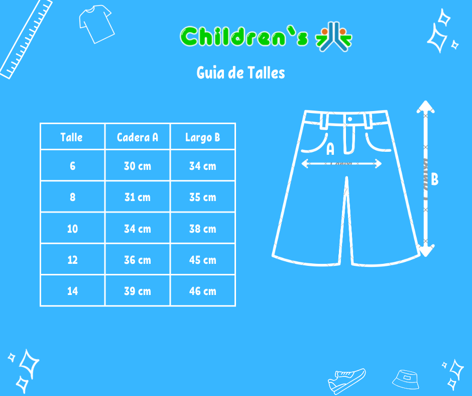 Guia de talles Bermuda de Jean Estampado