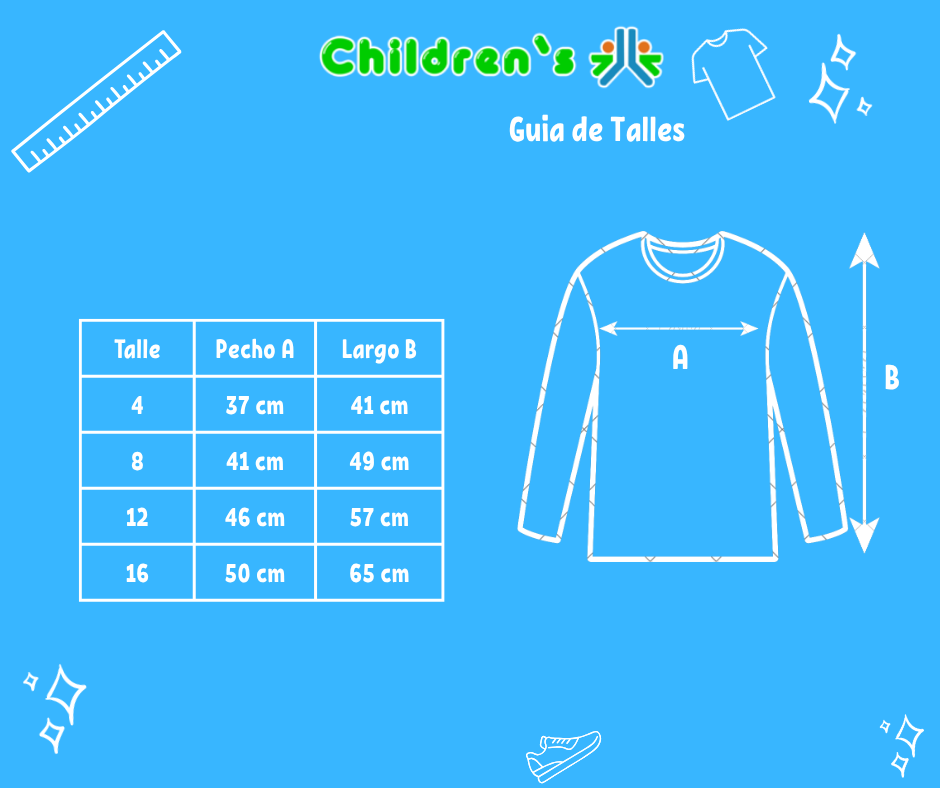 Guia de talles Buzo de Algodon Frizado Estampado Letras