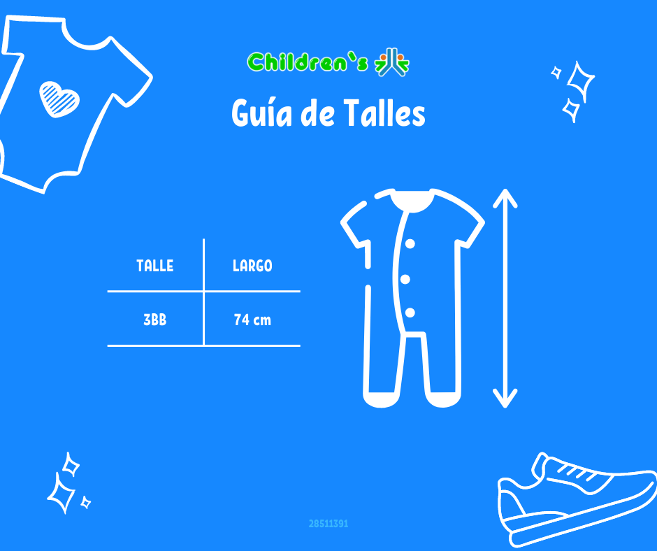 Guia de talles Jardinero Termico con Wata Combinado Bordado Oso y Perro