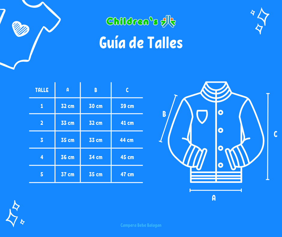 Guia de talles Campera Estampada Con Capucha y Polar Interior