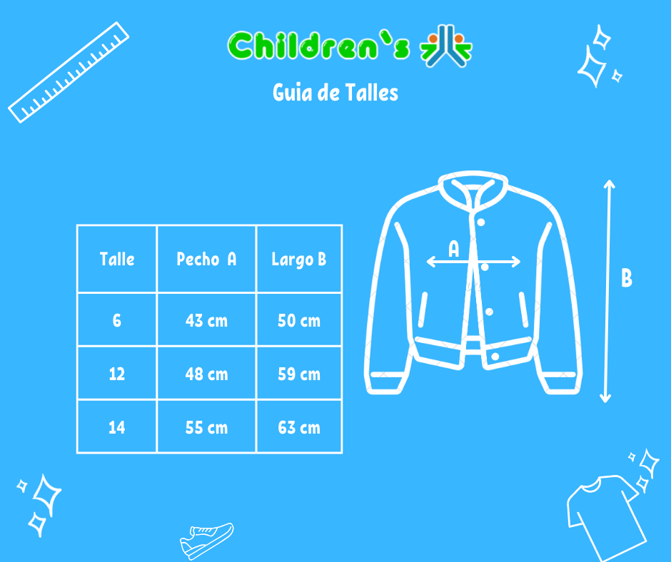 Guia de talles Campera de Corderoy con Cordero Interno