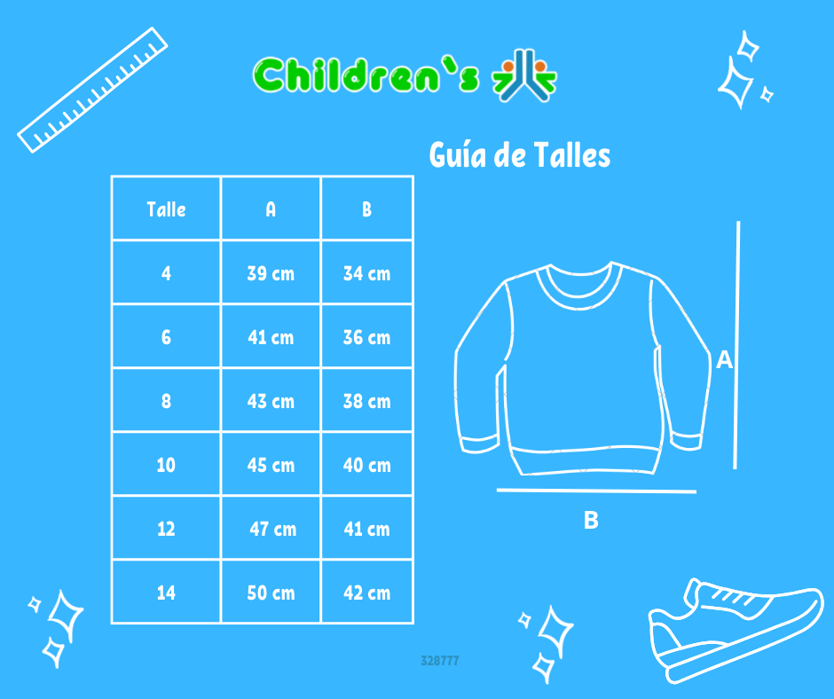 Guia de talles Buzo Nena Con Tachas