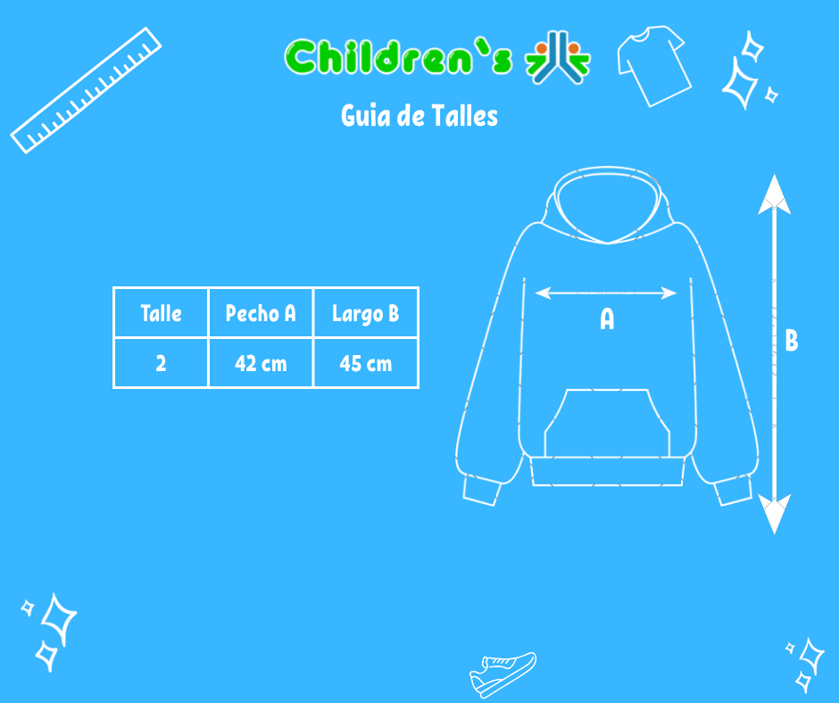 Guia de talles Buzo de Polar con Cierre y Velcro Estampado