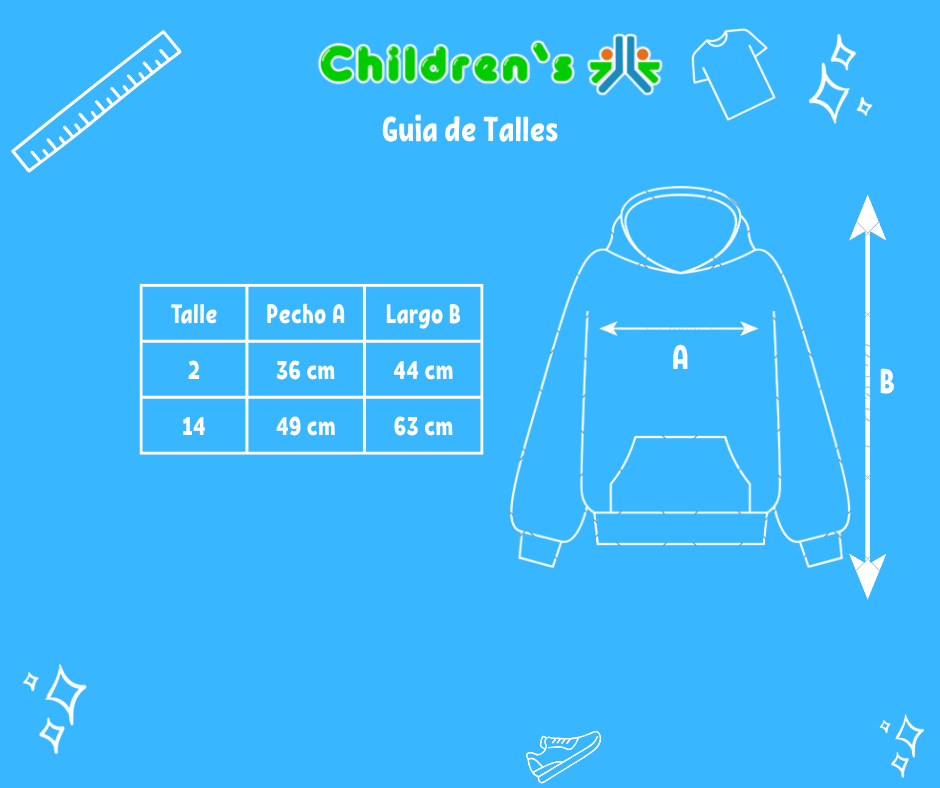 Guia de talles Buzo Polar Estampado Division Series con Cierre