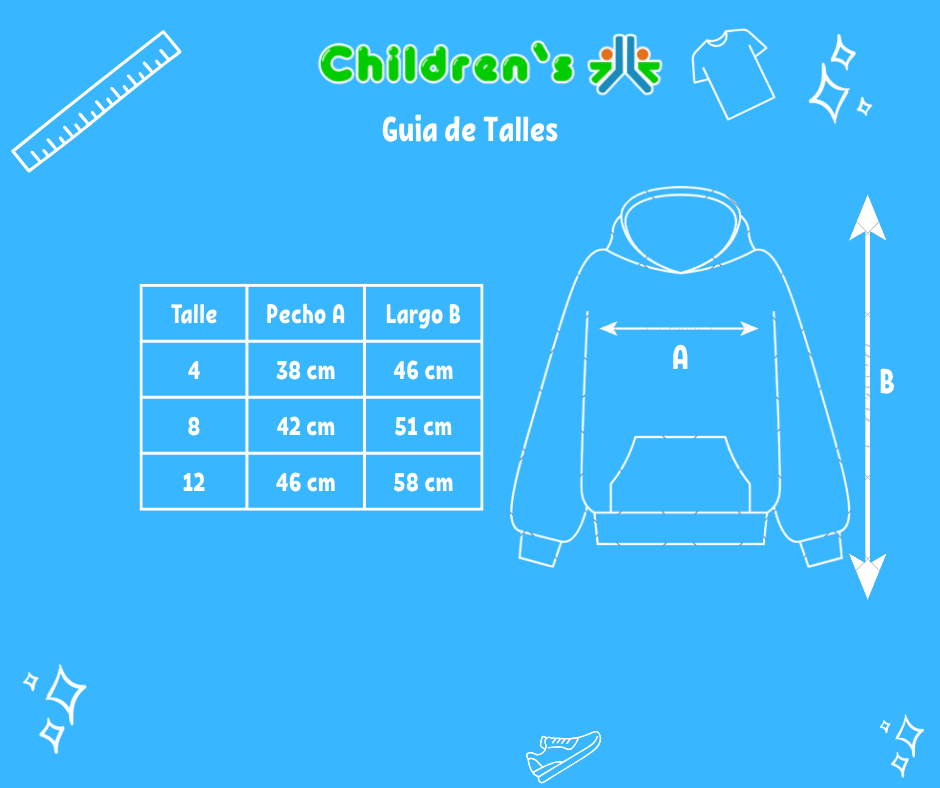 Guia de talles Buzo Polar con Capucha Bordado College 28