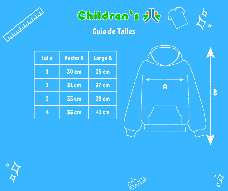 Guia de talles Buzo Polar con Cierre y Bolsillo