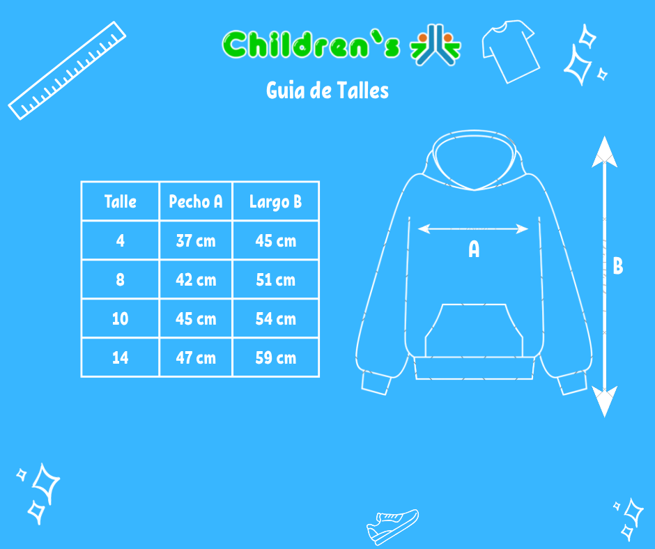 Guia de talles Buzo Polar Rayado con Cierre