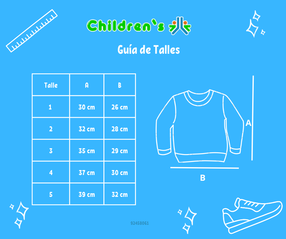 Guia de talles Buzo de Frisa Con Bordado Camion Bombero