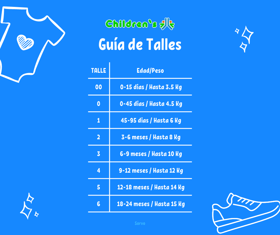 Guia de talles Body Manga Corta Estampado Nubes