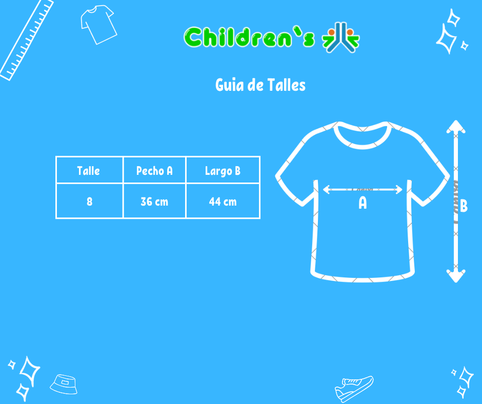 Guia de talles Remera Manga Corta Algodon Estampado Mariposas