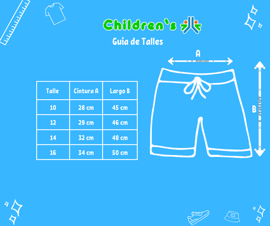 Guia de talles Bermuda de Baño Combinado Estampado Con Suspensor