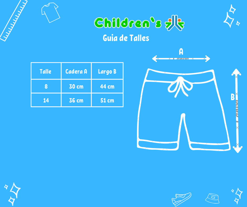 Guia de talles Bermuda de Baño Suft De Polieste Con Supensor y Cintura Regulable