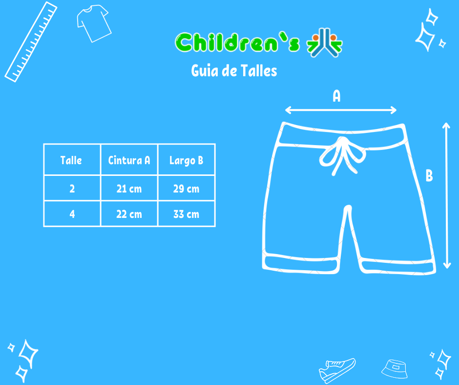 Guia de talles Short de Baño Con Cintura Elastizada De Polister Con Suspensor