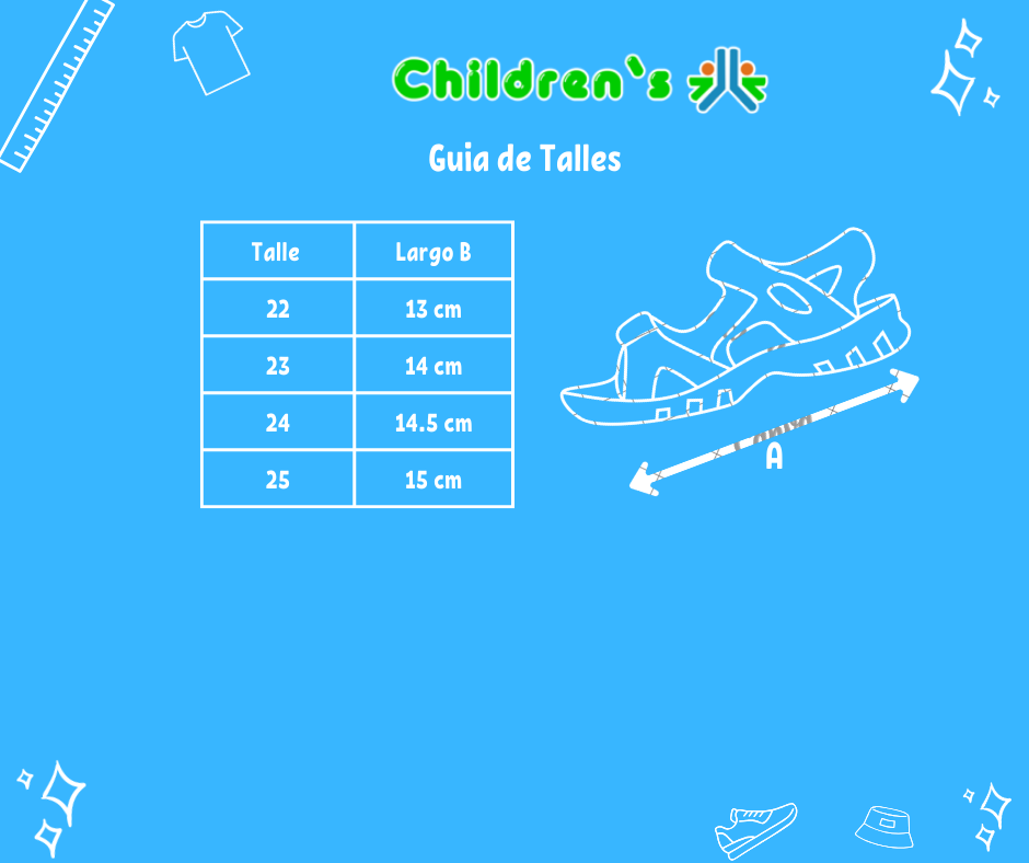 Guia de talles Sandalia Goma y Cuerina Doble Velcro
