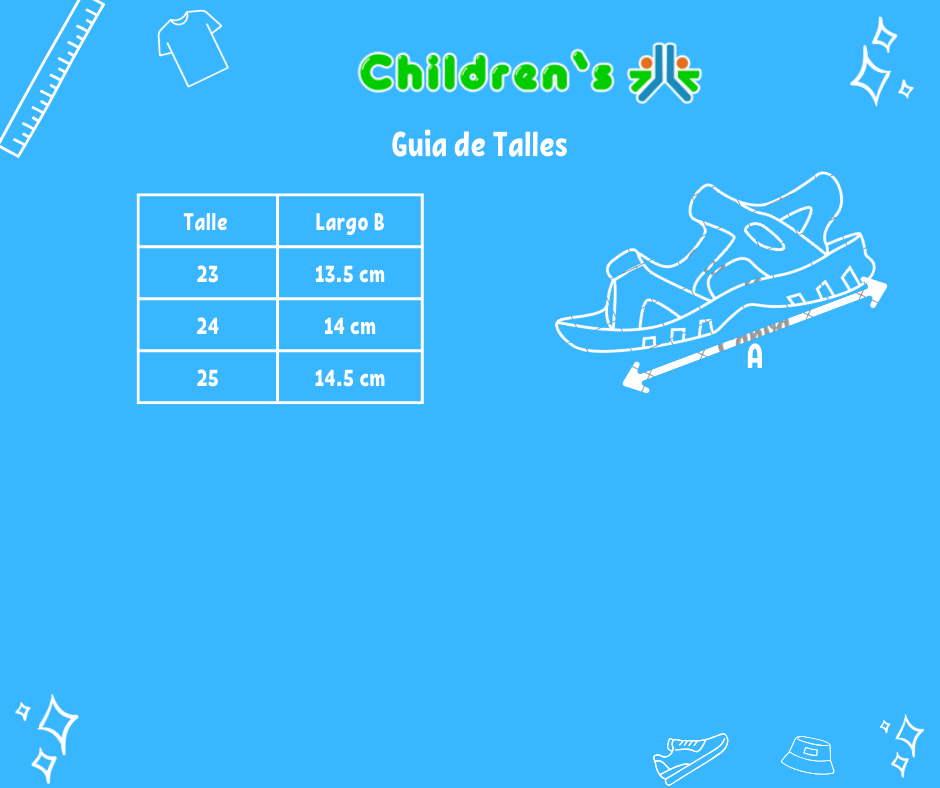 Guia de talles Sandalia Goma y Cuerina Doble Velcro