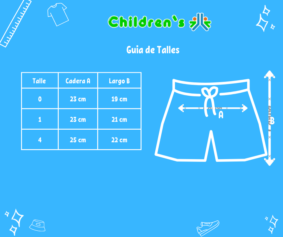 Guia de talles Short de Jean Bordado con Elastico