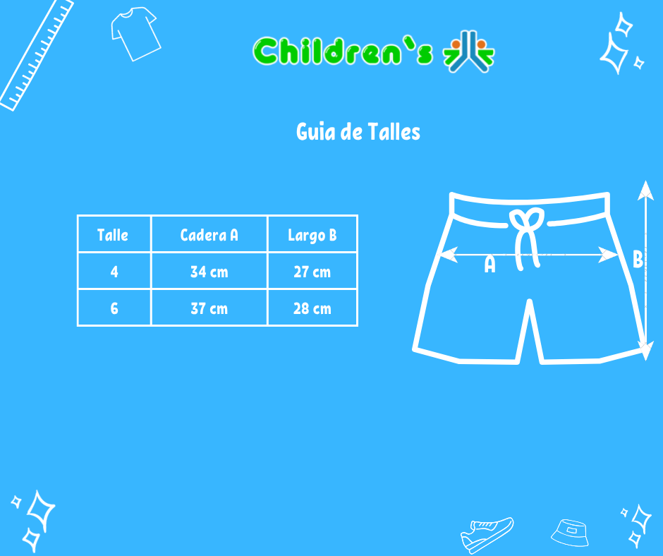 Guia de talles Short de Jean con Botones y Ajuste en la Cintura