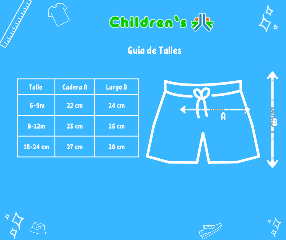 Guia de talles Short de Jean Combinado Tela