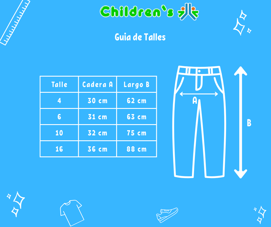 Guia de talles Pantalon Gabardina Spandex