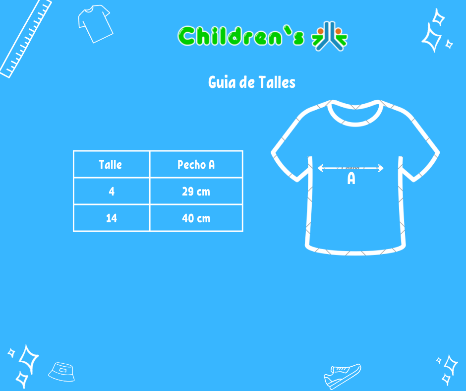 Guia de talles Remera Nena Arcoiris Manga Corta