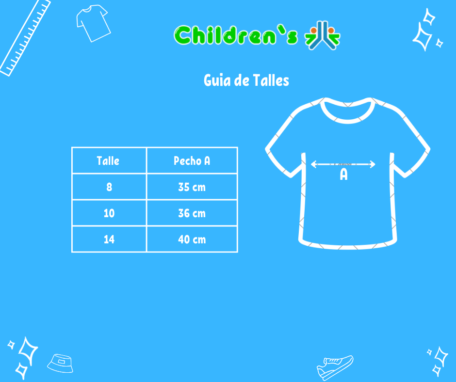 Guia de talles Remera Nena Unicornio Manga Corta