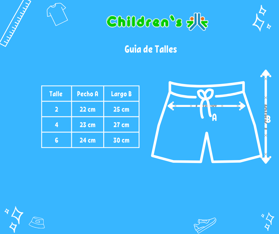 Guia de talles Pantalon Corto - Short liso de algodon